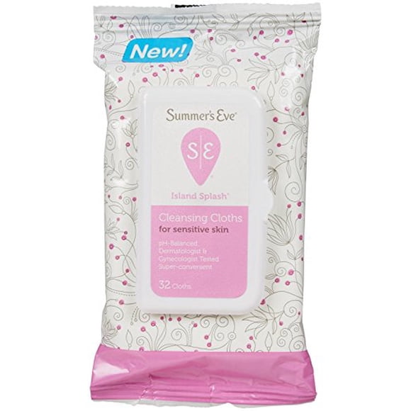 Summer's Eve Cleansing Cloths Soft Pack, Island Splash, 32 Count