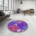 thumbnail image 4 of Ahgly Tapis Rond Lavable en Machine Intérieur Transitionnel Orchidée Foncée Violet, 3 Pieds Rond, 4 of 7