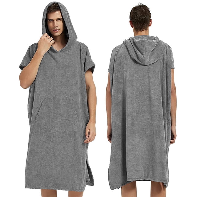 Soft Microfiber Hooded Poncho Towel Bathrobe for Swimming Surfing Beach Yoga Gym Travel Lightweight Comfortable Quick-Dry Wetsuit Changing Robe