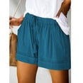 thumbnail image 4 of Fsgntruao Womens Plus Size Comfy Drawstring Casual Elastic Waist Pocket Loose Shorts Pants, 4 of 7