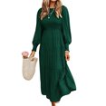 thumbnail image 1 of LUXUR Robes Maxi à Manches Longues pour Femmes Décontractées Soirée Robe Ligne A Vert Noirâtre m, 1 of 3