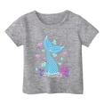 thumbnail image 2 of T-shirts pour Filles, Imprimé Graphique Océan Mignon, Manches Courtes, Hauts Amples, Gris 10-11 Ans, 2 of 3