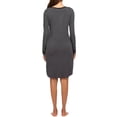 thumbnail image 4 of Women Buttons Crew Neck Long Sleeve Plain Mini Dress, 4 of 4