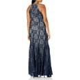 thumbnail image 4 of Nightway Womens Lace Keyhole Halter Gown Dress, Blue, 8, 4 of 4