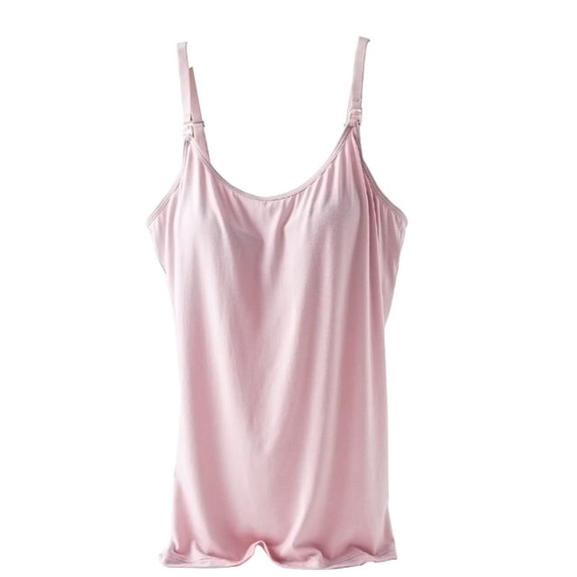 Womens Nursing Maternity Cami (Built in Bra) Sleep Bra for Breastfeeding