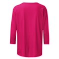 thumbnail image 4 of Timegard Hauts pour Femmes Été Col Rond Manches 3/4 Confortable Couleur Unie T-Shirts Basiques Décontractés Amples Hauts Blouses, 4 of 5