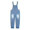 thumbnail image 1 of KIDSCOOL SPACE Girls Slim Ripped Holes Scratched Fashion Jeans Overalls Blue,5-6 Years, 1 of 6