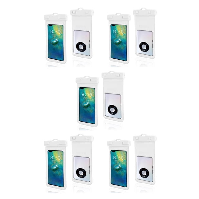 Transemion Waterproof Phone Pouch Diving Dry Bag Universal Cellphone Document Case White 5Set