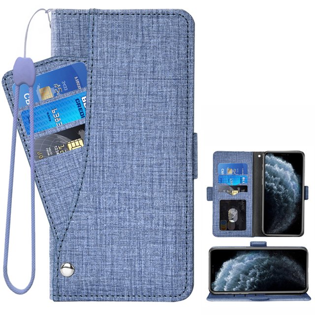 Wallet Case for iPhone 12 12 Pro 6.1 inch, Blocking Card Slot Stand Shockproof TPU Interior Case PU Leather Magnetic Protect Flip Cover Compatible with iPhone 12 12 Pro 6.1 inch, Blue