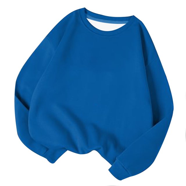 Hauts pour Femmes Manches Longues Mode Couleur Unie Col Rond T-Shirt Manches Longues Grande Taille