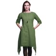 thumbnail image 1 of Bimba Kurti Asymétrique Brun à Blocs Damassés Imprimés pour Femmes, Robe d'Été Indienne Tunique, Très Grand, 1 of 6