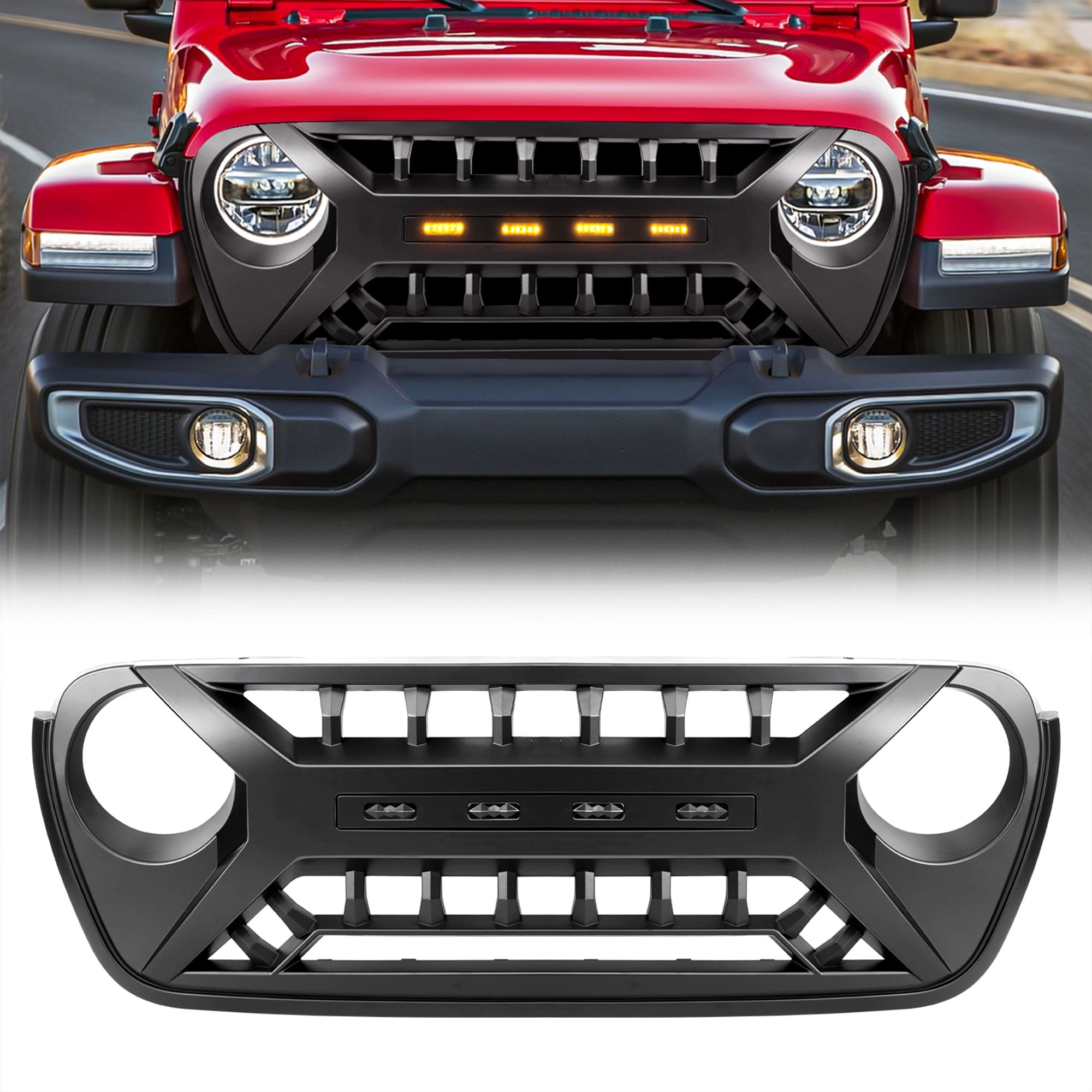 AMERICAN MODIFIED Grille w/Lights for 18-23 Jeep Wrangler JL & Gladiator JT