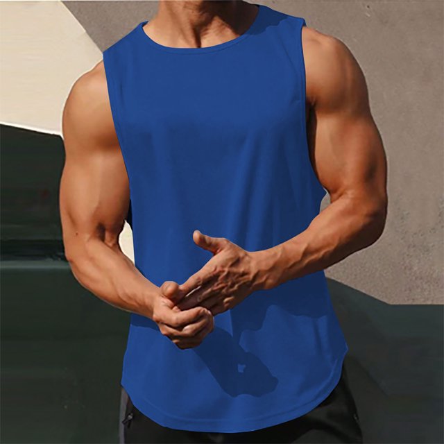 EOYWHK Men's Tank Tops Quick Drying Breathable Solid Color Muscle Shirts Sleeveless Crew Neck Lounge Tops for Gym Fitness