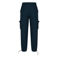 thumbnail image 4 of XZNGL Casual Pants for Men, Cotton Linen Blend Drawstring Elastic Waist Multi Pocket Cargo Style, Low Rise, Straight Leg, Breathable Summer Winter Wear, 4 of 6