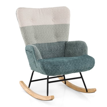 Gymax Fauteuil Berçant pour Chambre de Bébé avec Accoudoirs Ergonomiques et Dossier Haut, Pochette Latérale