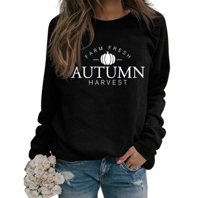 Hauts pour Femmes Habillés Décontractés Mode 2023 Imprimé Manches Longues Amples Col Rond Chandails à Capuchon Blouse Costumes d'Halloween pour Femmes en Solde