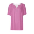 thumbnail image 4 of Jsaierl Womens Casual Notched V Neck Short Sleeve Shirts Summer Solid Color Work Tunics Simple Basic Bussiness Blouses, 4 of 5