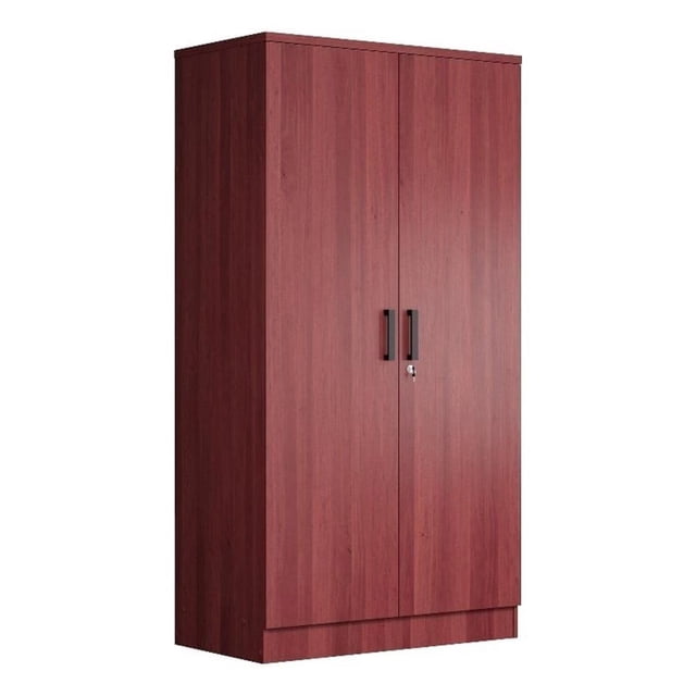 Pemberly Row Armoire Garde-Robe Moderne en Bois à Deux Portes en Acajou