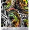 thumbnail image 1 of Soimoi Yellow Poly Georgette Fabric Stripe & Leopard Animal Skin Decor Fabric Printed BTY 52 Inch Wide, 1 of 3