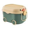 thumbnail image 3 of veasfak Cartoon Duck Shape Toy Storage Box with Wheels Storage Bin Portable Baby Clothes Green Middle, 3 of 9
