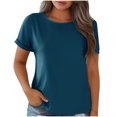 thumbnail image 5 of Pisexur Hauts pour Femmes, Hauts de Sortie pour Femmes & T-Shirt à Manches Courtes Col Rond Imprimé, Haut Ample, Hauts de Printemps pour Femmes Marine, TG, 5 of 5