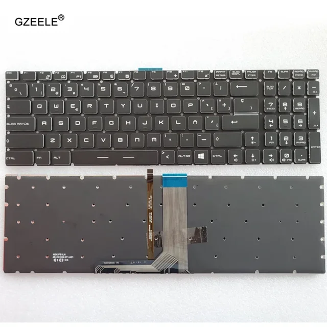 Clavier Rétroéclairé pour Ordinateur Portable US/RU/SP/FR pour MSI GT72 GS63 GE72 GL62M CX72 PX60 GE62 GP62 GV62 CR72 GL65 PX60 PE70 PE60 GL65 SP GRB Rétroéclairé