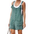 thumbnail image 1 of MAWCLOS Ladies Romper Solid Color Jumpsuits Adjustable Strap Jeans Pants Plain Work Suspender Denim Bib Overalls Dark Green XXL, 1 of 2