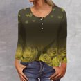 thumbnail image 2 of IROINID T-Shirt à Manches Longues en Polyester Réduit pour Femmes, Imprimé Quotidien, Respirant, Col Rond, Chandail, Jaune, 2 of 5