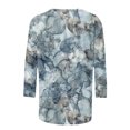 thumbnail image 4 of Hauts d'Été pour Femmes Mode T-shirt Ample Imprimé Blouse à Manches 3/4 Col Rond Hauts Décontractés Blouses pour Femmes Été en Liquidation, 4 of 5