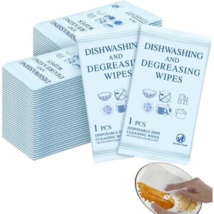 Ziliny 150 Pcs Portable Wipes de nettoyage Wipes jetables Wipes individuel enrobé Camping Dish Savon Nettoyage rapide Wipe de voyage pour le camping Cuisines itinérantes Scrubing