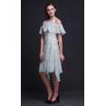 thumbnail image 3 of Bimba Robe Midi à Manches Volantées pour Femmes, Tunique Évasée à Épaules Dénudées, Imprimé Floral Bleu - XXX-Large, 3 of 6