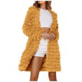 thumbnail image 2 of Qertyioot Veste en Cuir pour Femmes Automne et Hiver Manches Longues Artificielle Mi-Longue Décontractée Chaude Vison, 2 of 5