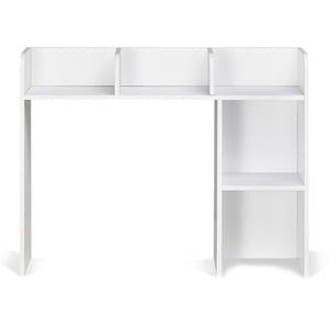 KFFKFF Bibliothèque de bureau, 2-Tier Organisateur de stockage de bureau, 37.2" x 9.5" x 28.9" Tablette de rangement de bureau en bois, Bibliothèques de bureau Hutch avec des coussinets antidérapants, Blanc