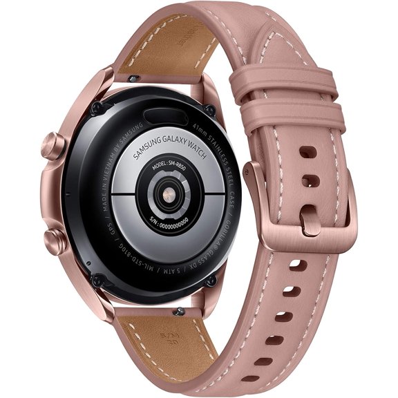 Refurbished Samsung Galaxy Watch3 41mm, GPS Smartwatch with Genuine Leather Strap, Physical Rotating Bezel, Health and Fitness Tracking, Bronze