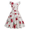 thumbnail image 1 of EQWLJWE Longue Robe pour Femmes Mode Féminine Col en V Sans Manches Imprimé Vintage Soirée Cocktail Robes Évasées Extensibles, 1 of 8