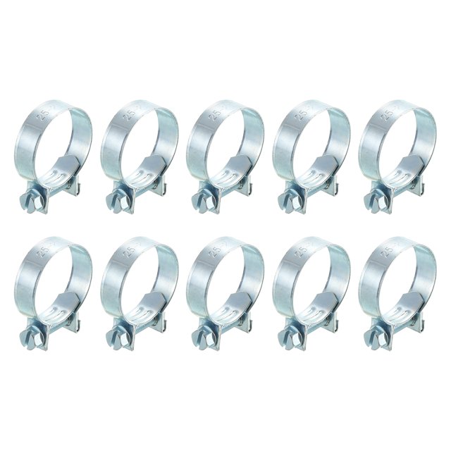 Unique Bargains 10Pack Mini Fuel Line Pipe Hose Clamp Clip, Adjustable 25-27mm, Zinc Plated