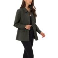 thumbnail image 4 of INSPIRE CHIC Women's Drawstring Waist Flap Pockets Lightweight Utility Jacket Dark Grey L, 4 of 5