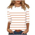 thumbnail image 1 of Lenpel Hauts à Manches 3/4 pour Femmes Tendance à Rayures Col Rond Grande Taille Tuniques T-Shirts Décontractés Blouses, 1 of 5