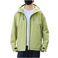 thumbnail image 1 of Pisexur Veste Coupe-Vent Mode Homme Couleur Unie Plein Air Randonnée Manches Longues à Capuche Manteau Décontracté Vestes Manteau de Randonnée Homme Imperméable Manteau Homme, 1 of 3