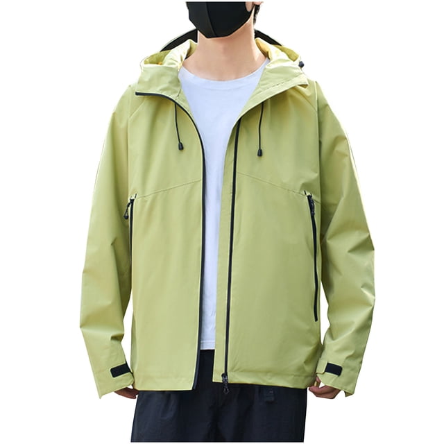 Pisexur Veste Coupe-Vent Mode Homme Couleur Unie Plein Air Randonnée Manches Longues à Capuche Manteau Décontracté Vestes Manteau de Randonnée Homme Imperméable Manteau Homme