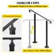 thumbnail image 3 of VEVOR Handrails for Outdoor Steps, Fit 1-3 Steps Wrought Iron Handrail, Outdoor Stair Railing, Adjustable Front Porch Hand Rail, Black Transitional Hand railings for Concrete Steps or Wooden Stairs, 3 of 9