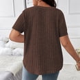thumbnail image 4 of Liquidation d'Économies! Hauts Oversize pour Femmes en Liquidation, Blouse d'Été à Manches Courtes pour Femmes, Haut d'Été pour Femme Grande Couleur Unie à Col Rond en Tricot à Rayures à Manches Courtes, 4 of 5