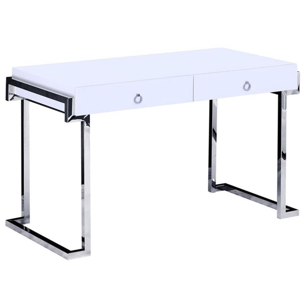 Best Master Juneau Modern 2-Drawer Engineered Wood Computer Desk in Silver