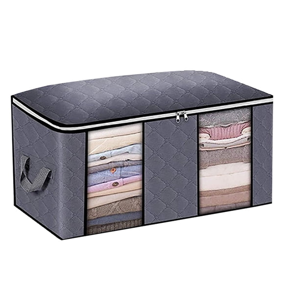 Binwennn Large Storage Bag 90L, Foldable Underbed Clothes Storage, Storage With Reinforced Handle, Underbed Storage Bags For Duvets, Clothes, Blankets, Quilts (Beige, Pa Linen Storage with Lids Bag