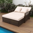thumbnail image 4 of Costway Patio Rattan Daybed Wicker Loveseat Sofa with Multifunctional Ottoman Beige, 4 of 10