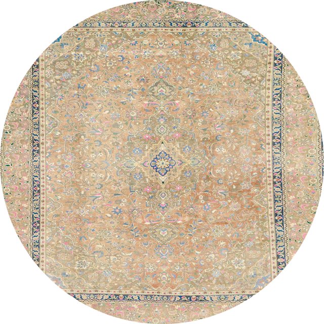 Ahgly Company Tapis d'Intérieur Ronds Abstraits Brun Chameau, Tapis de Zone Abstraits, 5 Pieds Rond