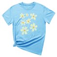 thumbnail image 5 of KIHOUT Nouveau Haut de Mode d'Été pour Femmes 2025, T-Shirt à Manches Courtes à Col Rond Décontracté à Imprimé Floral Bleu Ciel TG, 5 of 5