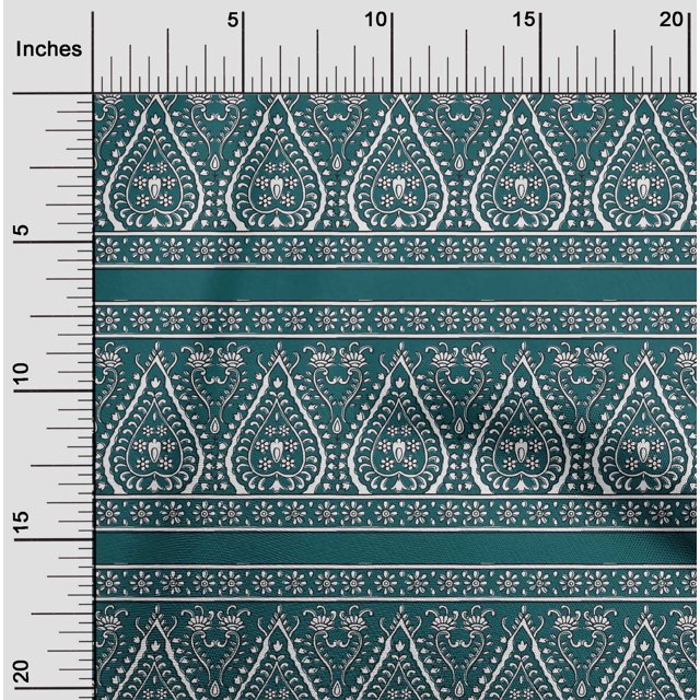 oneOone Polyester Lycra Fabric Stripe|Leaves & Floral Block Print Fabric BTY 56 Inch Wide