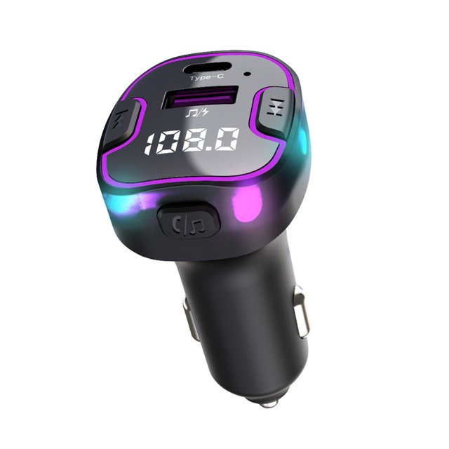 Wireless Bluetooth 5.3 Car Kit Hands Free FM Transmitter Dual USB Fast Charging QC3.0 PD15W Car Charger Car Accessories