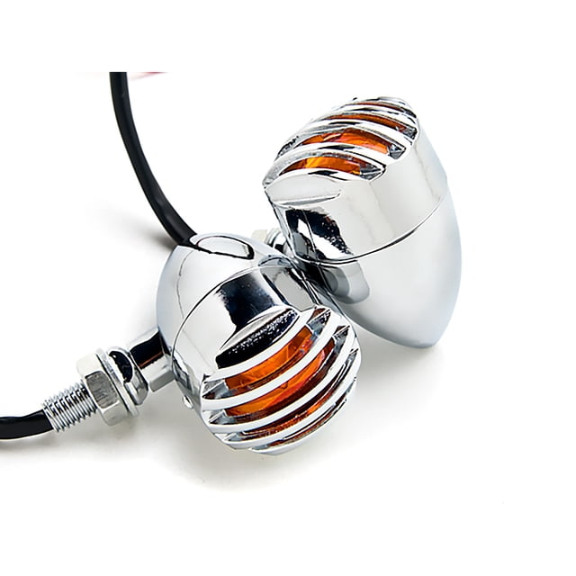 Krator Motorcycle 2 pcs Chrome Amber Turn Signals Lights Compatible with Honda Helix Gyro Express 50 250